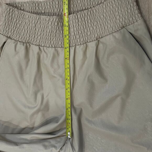 Commando, Sand Tan Faux Leather Jogger Pants Smocked Elastic Hem, Women’s Medium - Picture 10 of 15